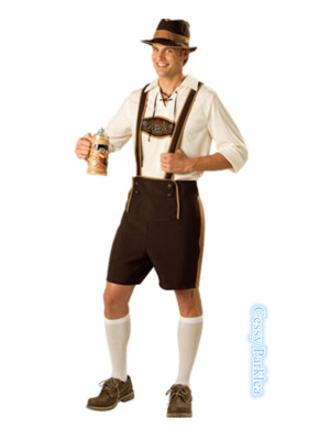 X-E3-4 Mens Bavarian Guy German Lederhosen Beer Oktoberfest Costume M-XXL