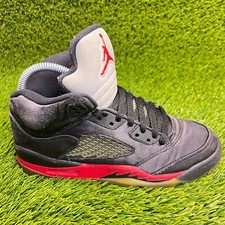 Nike Air Jordan 5 Retro Satin Bred Boys Size 5Y Black Casual Shoes Sneakers