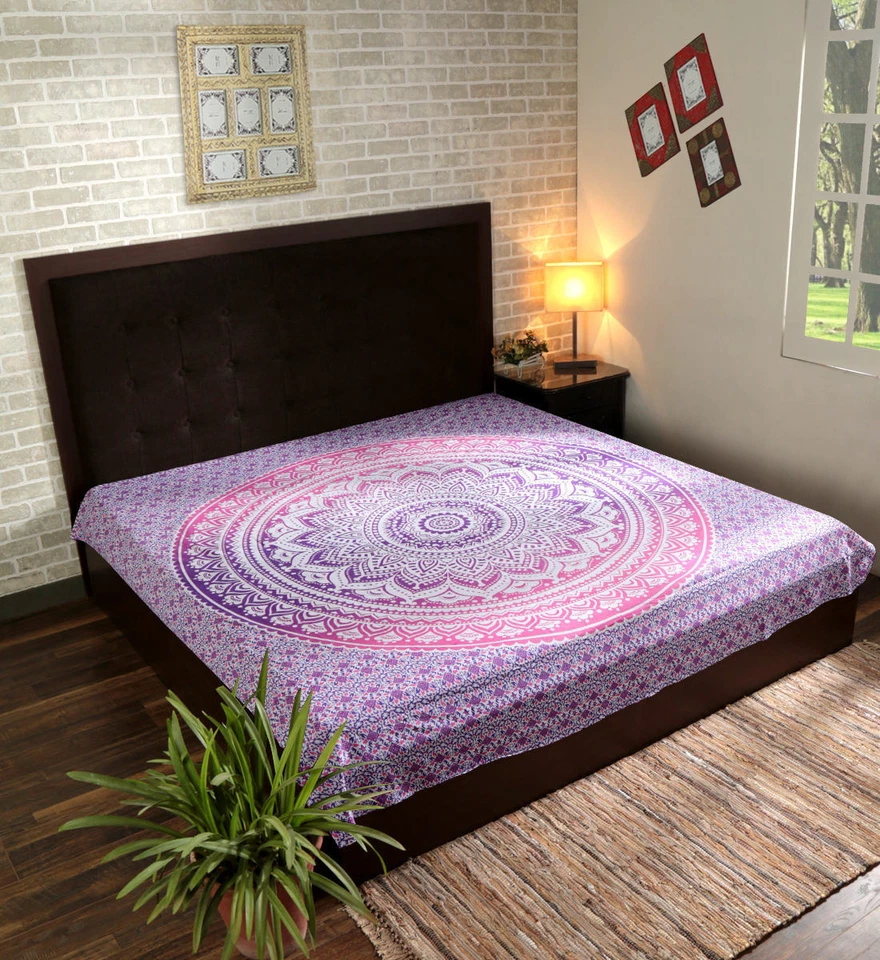 Tapiz de pared indio ombre rosa algodón tamaño queen sábana decoración Foto 4 de 4