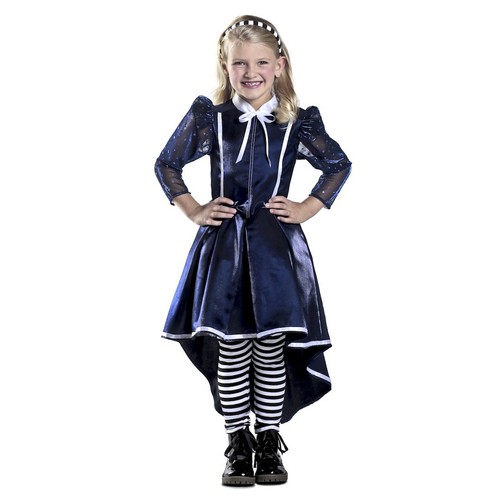 Child Girl's Alicia In Wonderland Halloween Costume Dress Leggings Headband S M - Picture 1 of 2