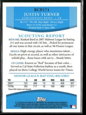 2008 Bowman Chrome #BCP171 Justin Turner Prospects