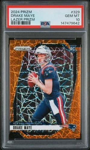 2024 Panini Prizm - Rookies Drake Maye #329 Lazer Prizm (RC) PSA 10