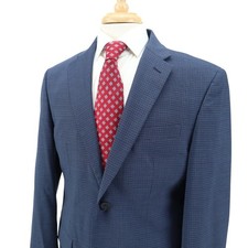 Jos A Bank Tailored Fit Travel Tech Blue Check Stretch Blazer Sport Coat 40R