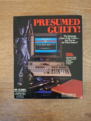 Vintage 1989 Cosmi PRESUMED GUILTY! IBM PC Game 5.25'' disks, complete Rare
