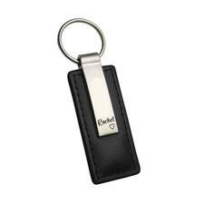 Crafted in Leather Made to Last - Personalized Name Engraved Black Keychain Gift