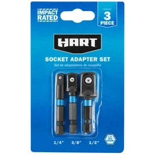 3-Piece Socket Adapter Set, 1/4-inch, 3/8-inch, 1/2-inch. Hart Brand