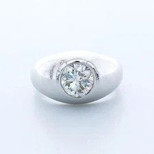 Solitaire Mens Ring Classic 14K Gold 3.02 Carat Round Lab-Grown Diamond E SI1