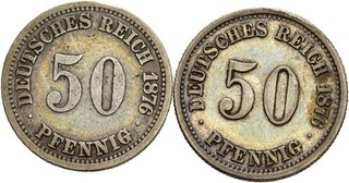 Künker: Kaiserreich 2 x 50 Pfennig 1876 AF