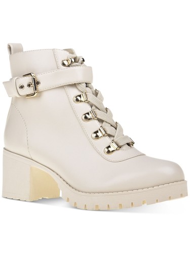 WILD PAIR Womens Ivory Lug Sole Hillari Round Toe Lace-Up Hiking Boots 9.5