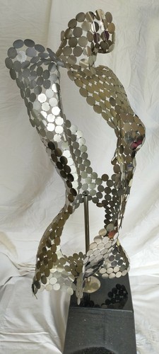Abstract Metal Art Sculpture Silver female torso statue free standing Home Decor - Picture 8 of 16