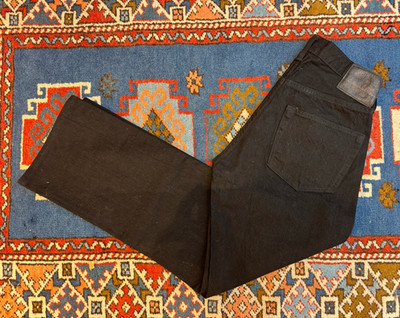 Sugar Cane Made in Japan Black Dark Wash Straight Denim Jeans Button Fly 30 x28