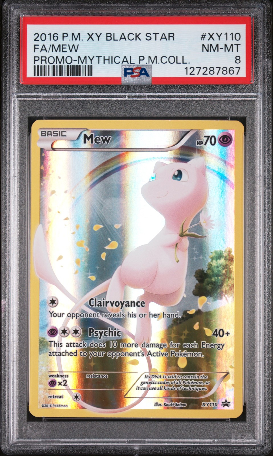 2016 POKEMON XY BLACK STAR PROMO MYTHICAL POKEMON COLL #XY110 FULL ART/MEW PSA 8