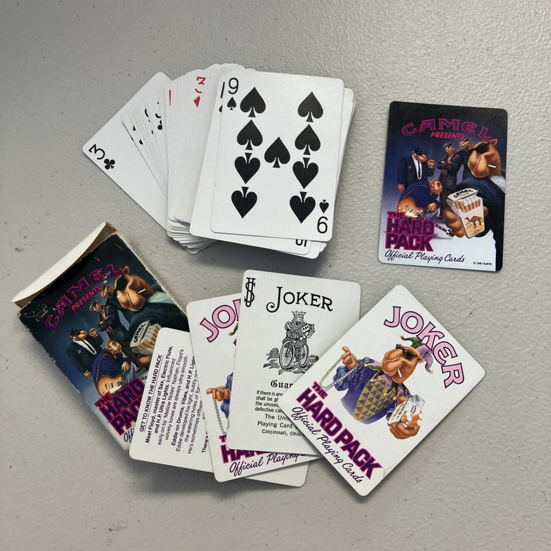 Camel The Hard Pack Official Playing Cards Vintage 1991 Joe Camel Banned Mascot