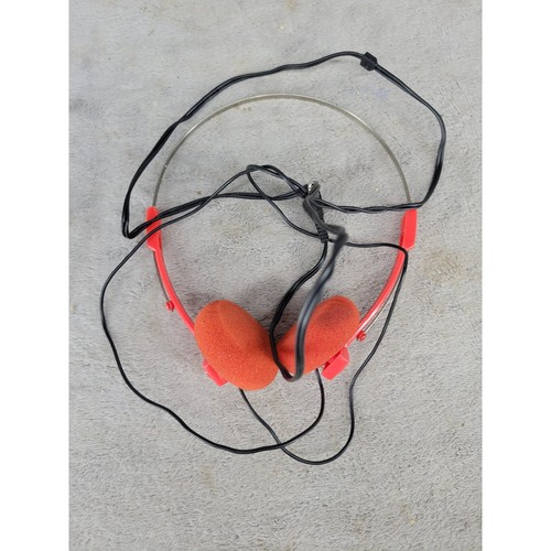 Vintage Style Retro Wired Headphones Red Orange Foam 3.5mm Jack Lightweight