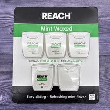 4 LOT Johnson  Johnson Reach Mint Waxed Dental Floss 100 Yards Pack of 4