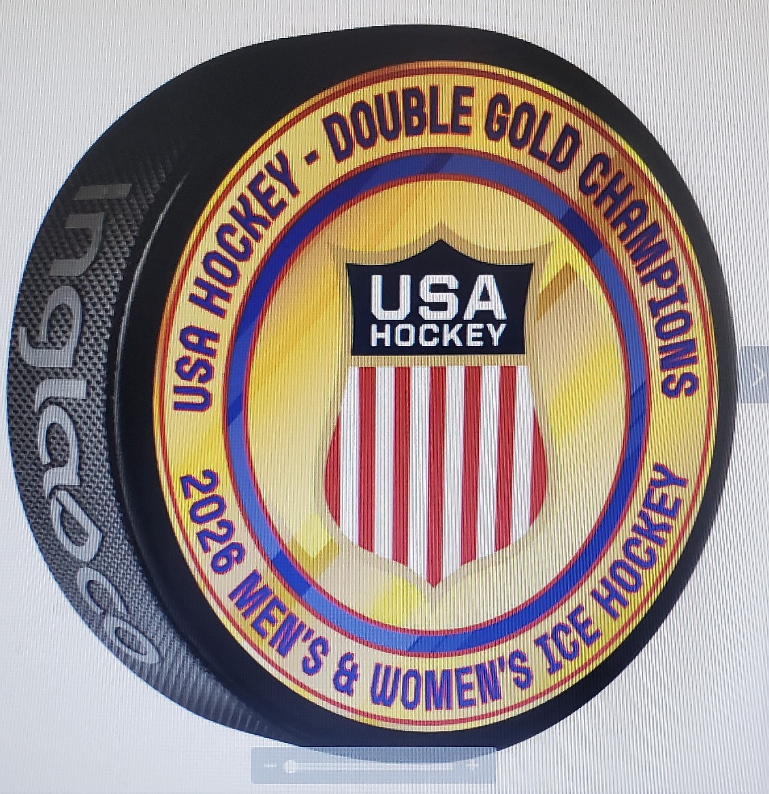 2026 Official USA Hockey Mens/Womens Double GOLD MEDAL Champions Puck