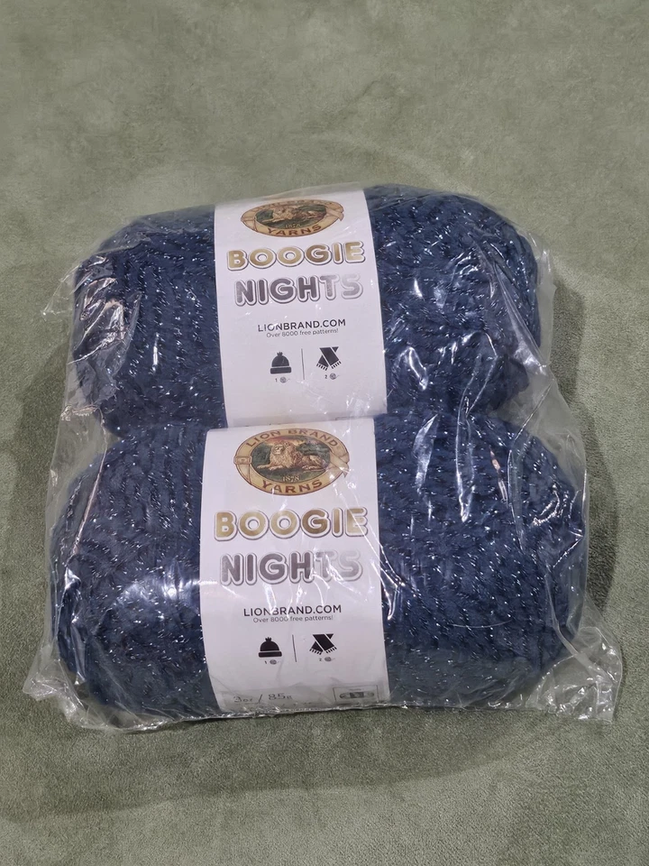 Lot Of 2 Lion Brand Boogie Nights Polyester Sparkle Yarn #5 Bulky *Royal Flush* - Image 2 of 4