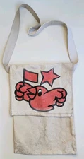 True Vintage 60's Canvas Tote Bag Handpainted Socialist Political Graphic Print