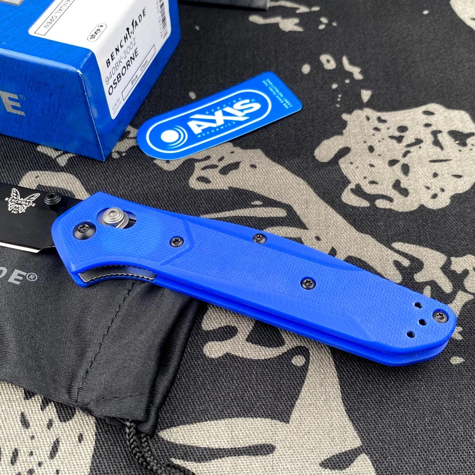Cuchillo Plegable Benchmade 940BK-2002 Osborne S30V Hoja Negra Azul Mango G10 Foto 3 de 4