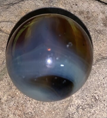 Brown & Blue Swirled Marble. Rare. 1 . Vintage