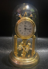 Attona Miniature Replica Mantle Clock 3” Inch Tiny With Glass Dome Watch Vintage