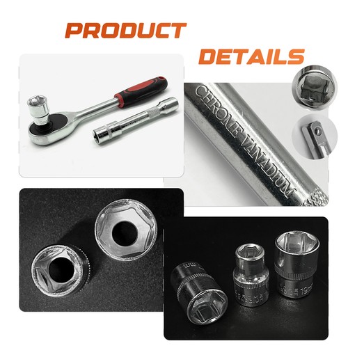 12PCS 1/2'' Socket Set 8-24mm Metric Extension Ratchet Wrench Tool Kit Set - Picture 7 of 12