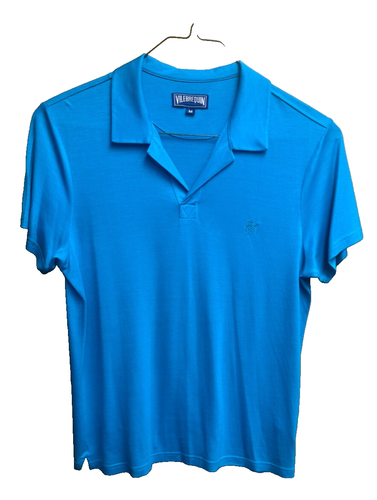 Vilebrequin Mens Medium Teal Short Sleeve V Neck Polo