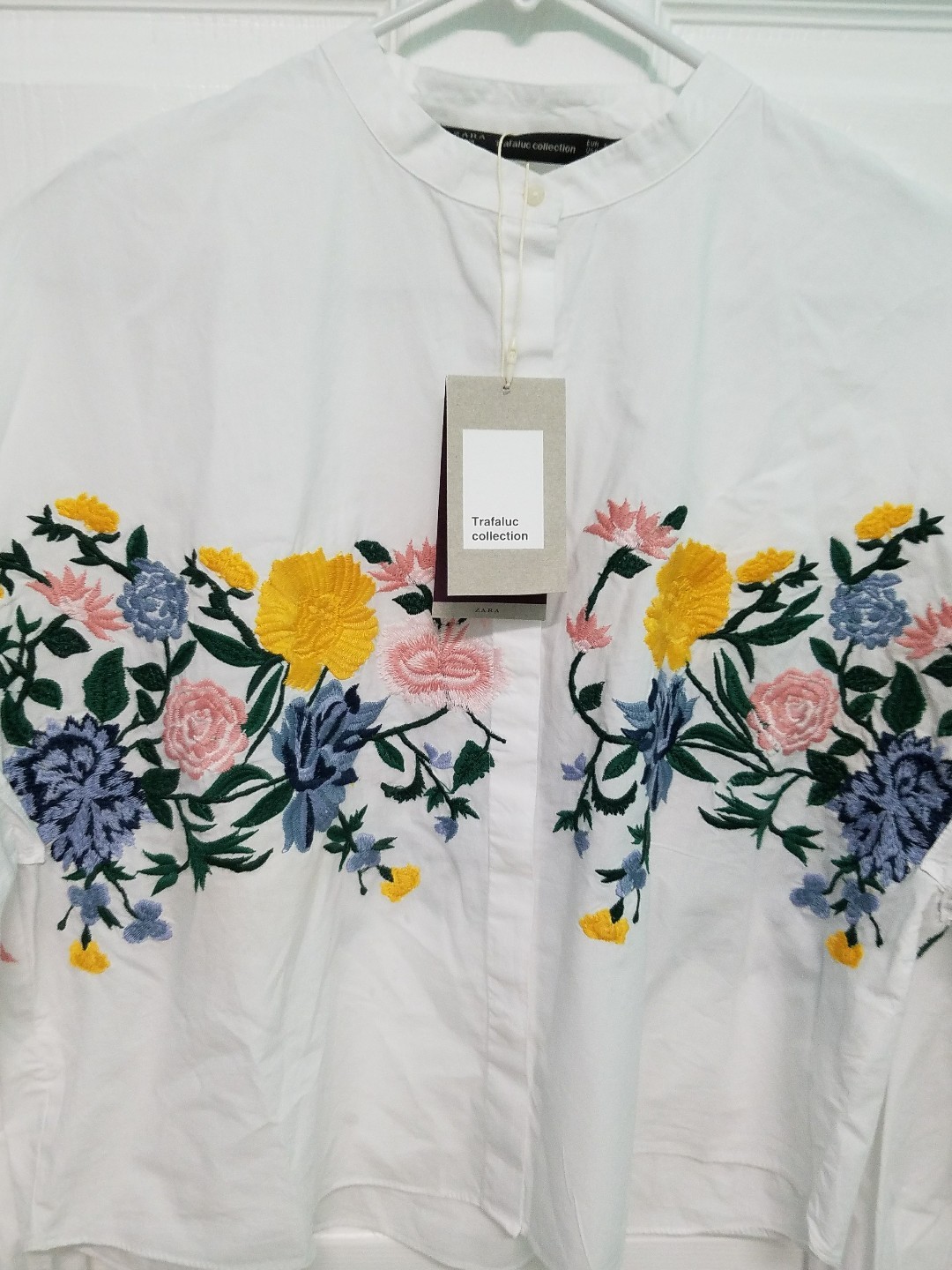 ZARA WHITE FLORAL EMBROIDERED SHIRT TOP BLOUSE 0881/012_XS S M NWT eBay