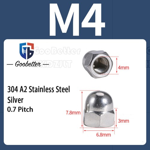 M3 M4 M5 M6 M8 M10 M12 - M24 Dome Nuts Hex Domed Nuts A2 A4 Stainless Steel - Picture 13 of 73