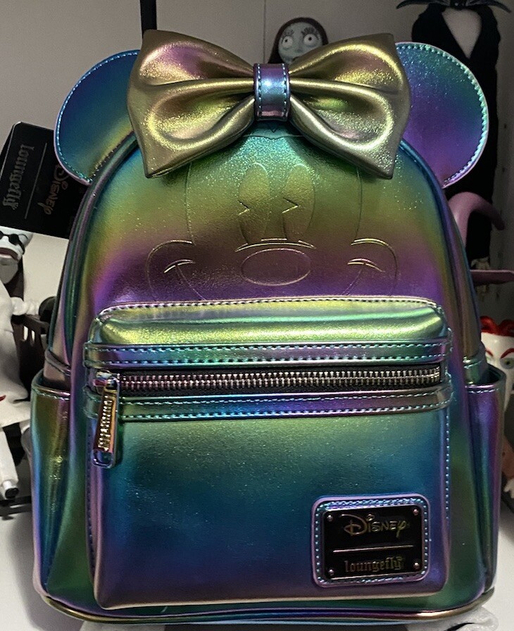 disney minnie mouse oil slick mini backpack Loungefly Minnie Mouse Oil Slick Mini Backpack & Wallet Pink a la Mode  Exclusive