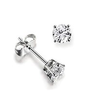 White Gold Finish 2mm Created Diamond Stud Earrings - Gift Boxed, Free Postage