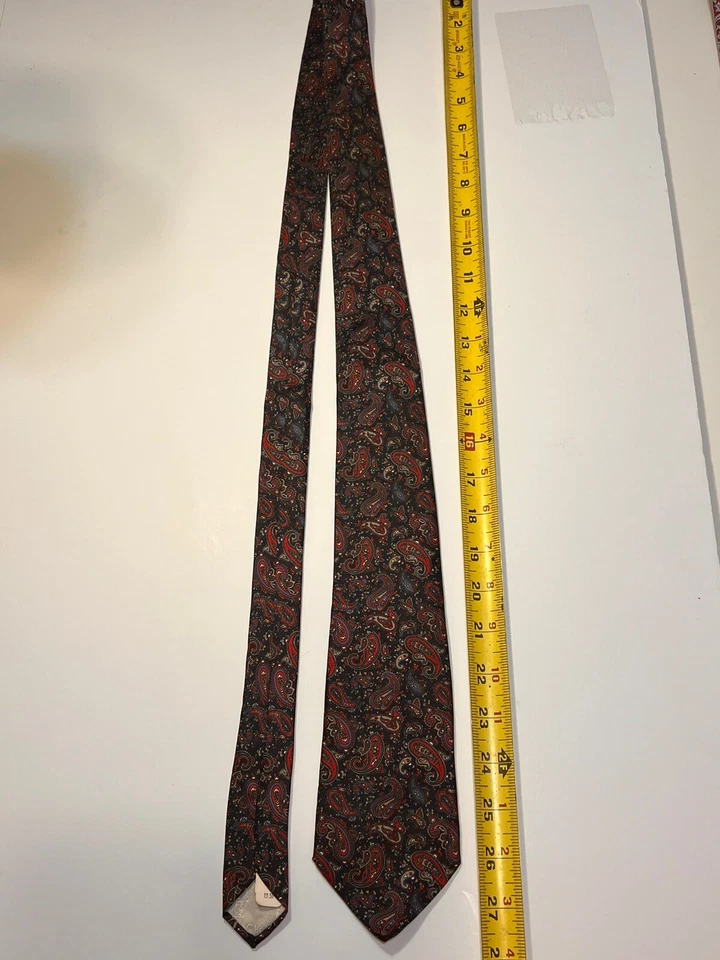 Corbata vintage Christian Dior para hombre azul borgoña cachemira toda seda diseñador de EE. UU. Foto 3 de 4