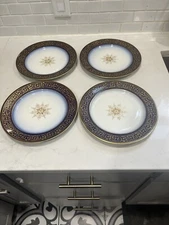 Vintage O. P. Co. Syracuse China Cobalt Blue Dinner Plates 10” J-12 Set (4)