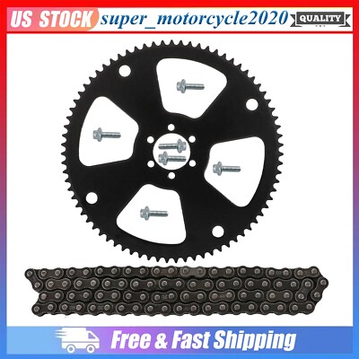 116 Links #35 Chain + 75T Rear Sprocket For Go Kart ATV Pocket Bike 4 Wheelers