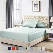 100 Cotton Fitted Solid Sheet 600 Thread Count Sateen Sheet