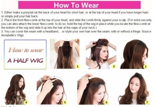 NEW 3/4 Machine Cap Half Wig Body Wave 100% Human Hair Remy Hair 3/4 Half Wig - Picture 4 of 42