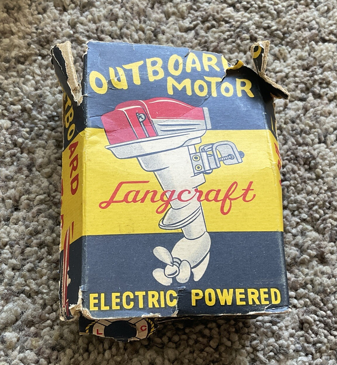 Vtg Japan LANGCRAFT Powered Model Unsinkable boat & Electric Motor W