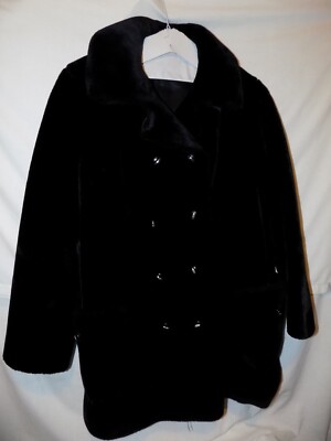 Sportowne BORGAZIA Black Fur Coat Size 16 Women's Vintage Jacket