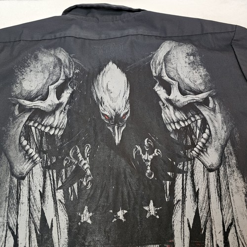 RARE! MMA Elite Skeleton Knight Button Down Shirt Size 2XL Cyber Y2K Mallgoth - Picture 9 of 11