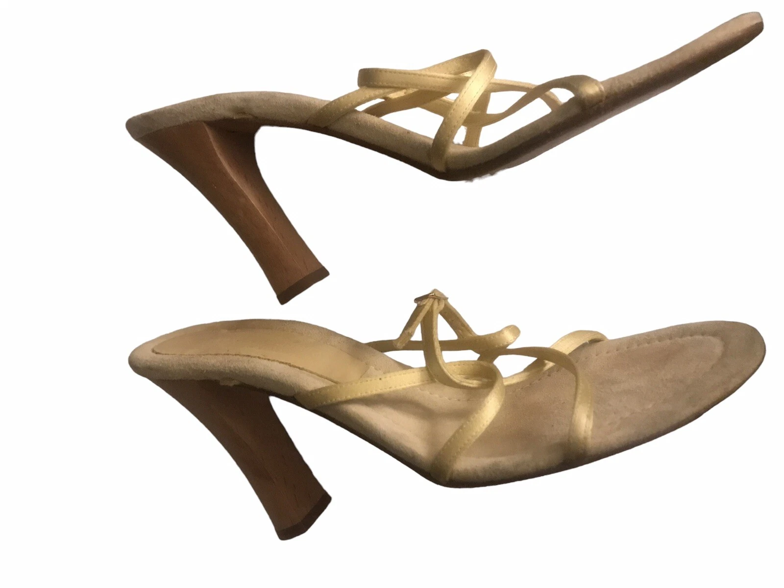 BOTTEGA VENETA Sandali donna Bottega Venetia taglia 37 1 2 scamosciati con cinturino tacco giallo