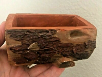 Vtg NATURES CHARACTERS Collection Circle CA USA Brown LOG TRINKET BOX Resin