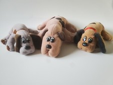 Vintage 1986 Tonka Pound Puppies Newborns Gray Black Spots Plush Dog Lot Of 3