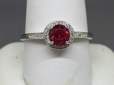 Damenring 3/4 Karat Rottopas & Diamanten 0,925 Sterlingsilber Größe 10