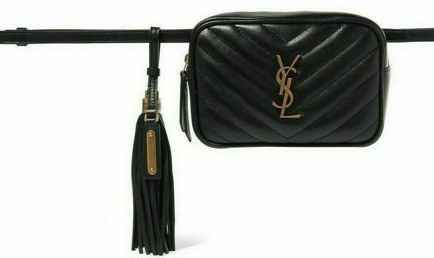 Yves Saint Laurent Light Grey Quilted Pebbled Leather Monogram Large Bill  Pouch Wristlet Bag - Yoogi's Closet