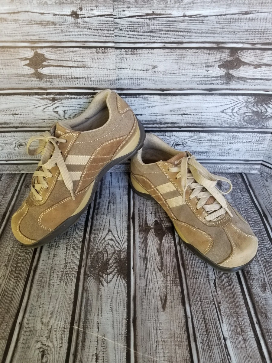 Brown leather sketchers cheap
