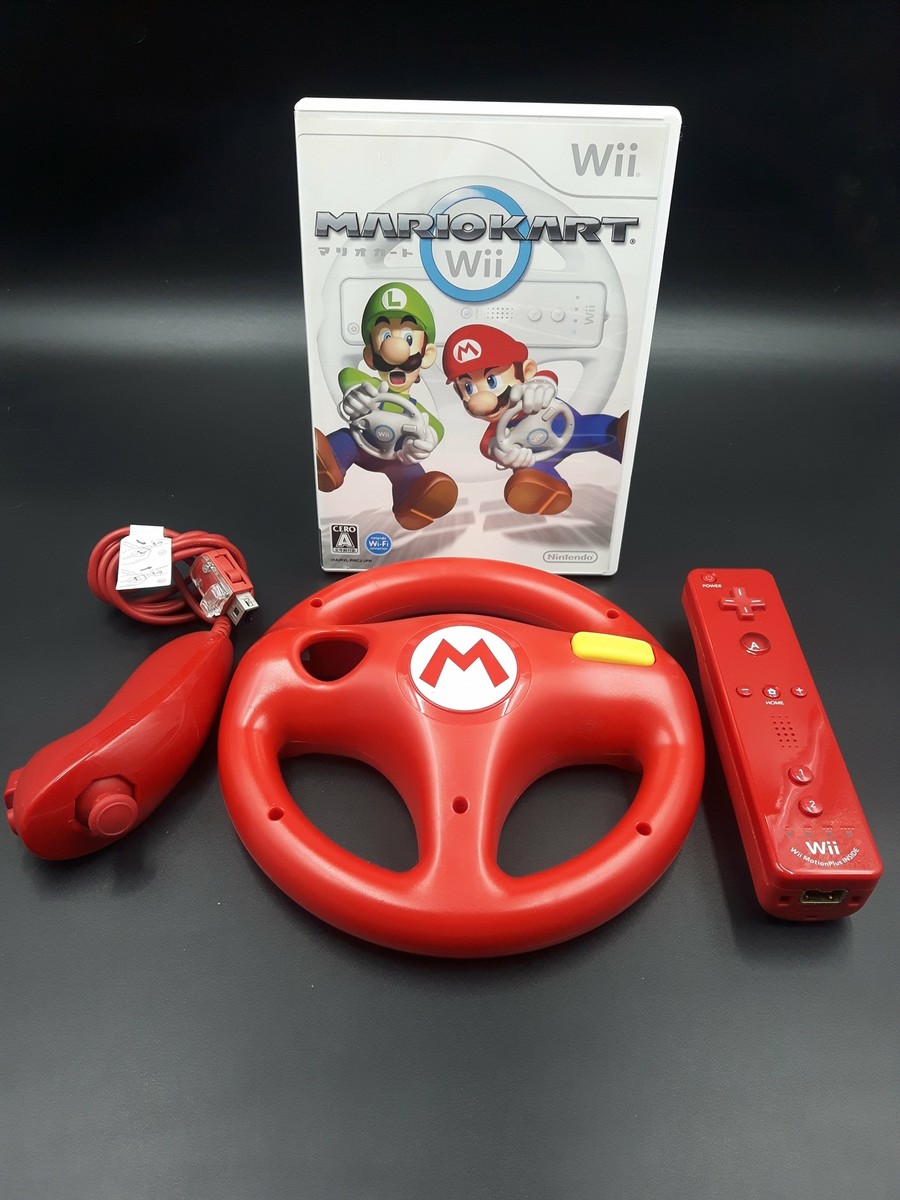 Mario Kart With Red Controller Motion Plus Nunchuck And Steering