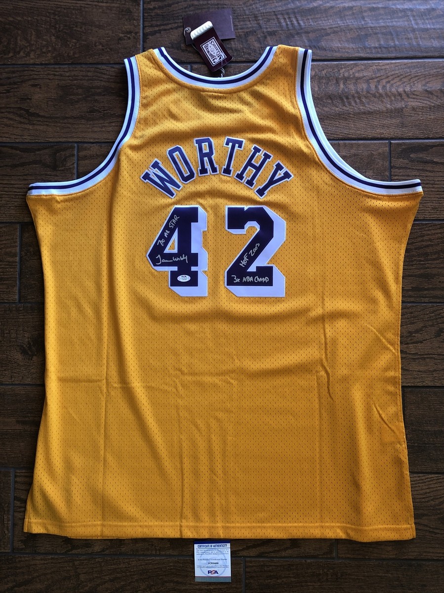 james worthy signed jersey Lakers mitchell ness swingman 3