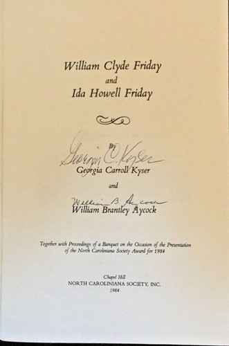 Signed by Author William & Ida Friday Banquet Program North Caroliniana Society - Imagen 3 de 8