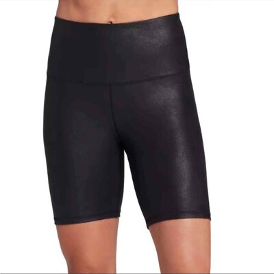 NWT Calia Women's Sculpt Faux Leather Bike Cycling Shorts Black