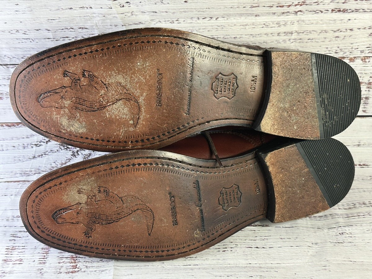 Brass Boot Cognac Genuine Crocodile & Leather Lace Up Oxford Dress Shoes 10.5. Fennix Max Cognac Brown Alligator Calfskin Oxfords for Men  main image 4